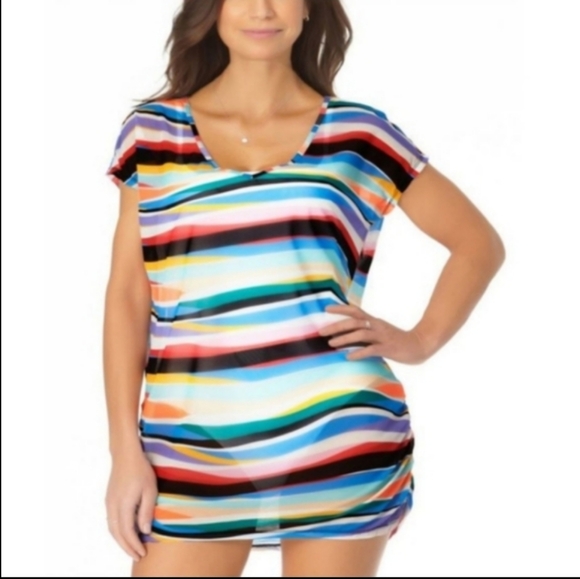 Anne Cole Other - Anne Cole Abstract V Neck Mesh Swim Bathing Suit Cover-up 22 24